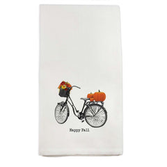 French Graffiti Happy Fall Bicycle Hand Towel