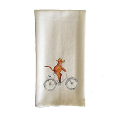 French Graffiti Dog Riding Bike Towel